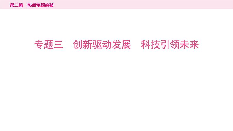 山东省2024年中考道德与法治二轮热点专题复习课件3.专题三 创新驱动发展 科技引领未来01