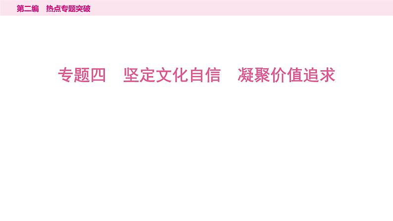 山东省2024年中考道德与法治二轮热点专题复习课件4.专题四 坚定文化自信 凝聚价值追求第1页