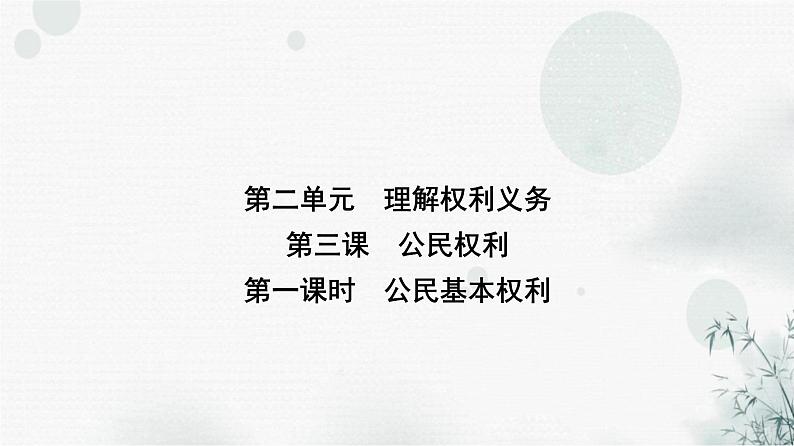 人教版八年级道德与法治下册第二单元第三课第一课时公民基本权利课件01