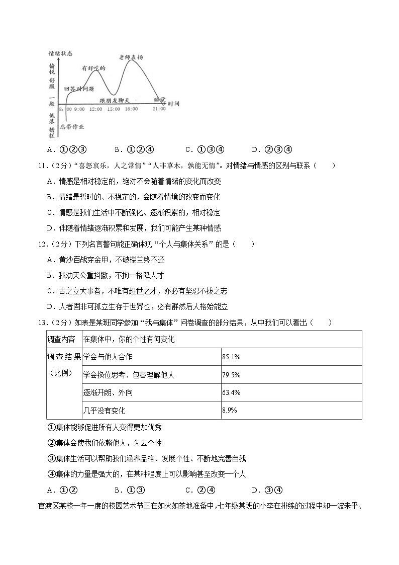 云南省昆明市官渡区2023-2024学年七年级下学期期末考试道德与法治试卷第3页
