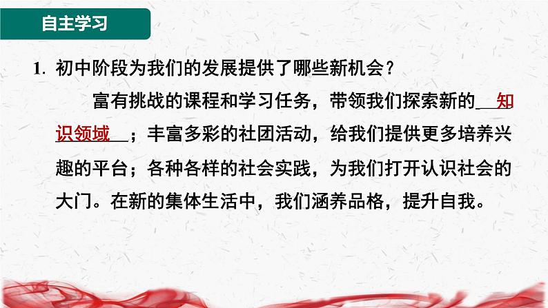 2024年新版七年级上册道德与法治第一课 开启初中生活 第1课时 奏响中学序曲 导学课件第2页