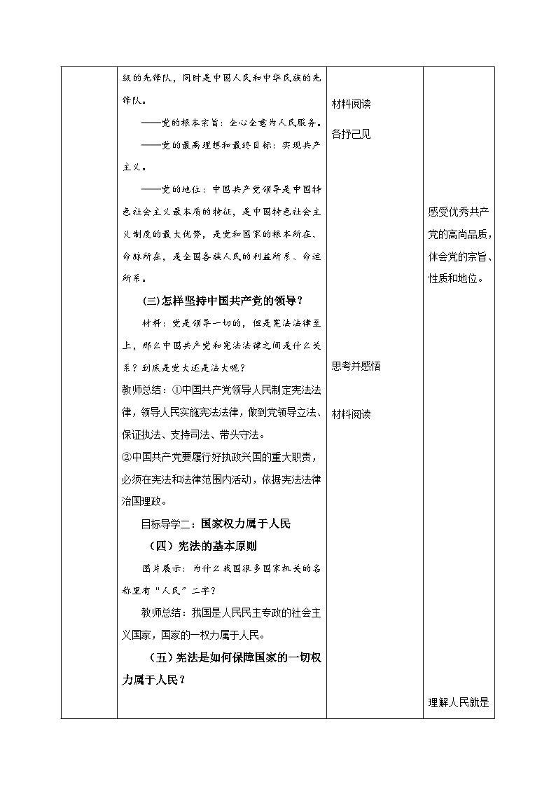 部编版八年级道德与法治下册1.1《党的主张和人民意志的统一》精美教案03