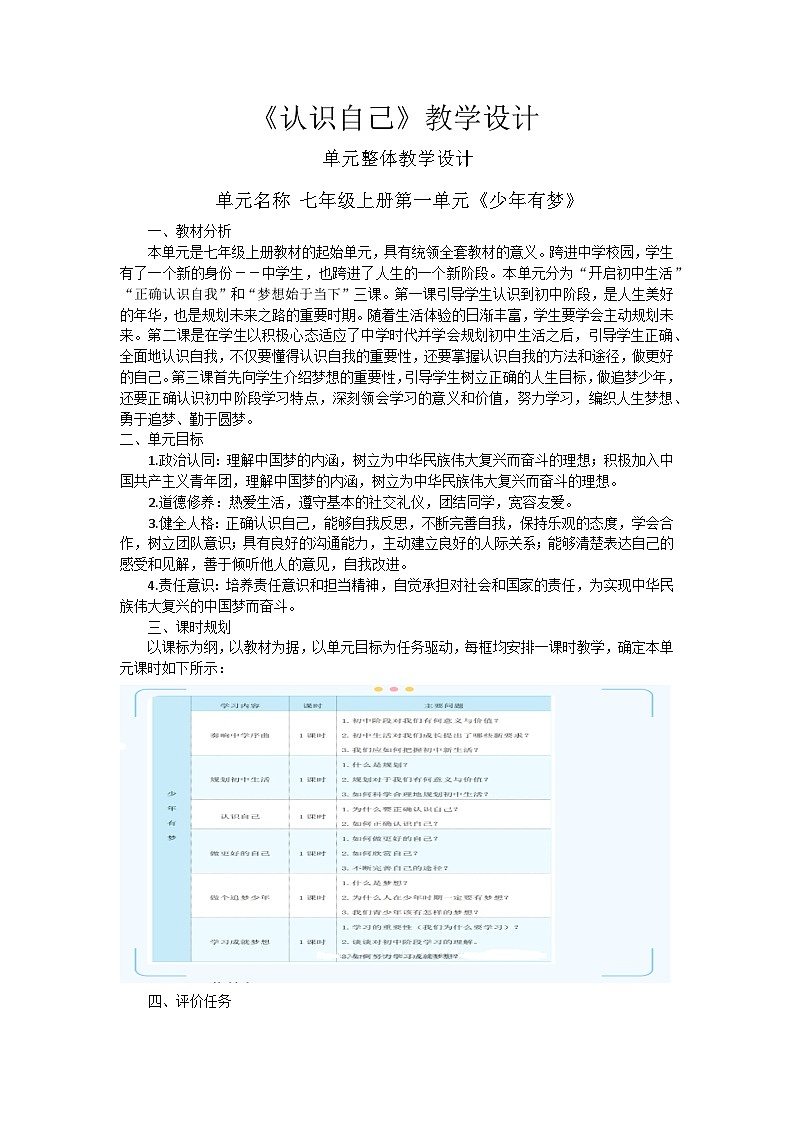 七上2.1 认识自己 教学设计第1页