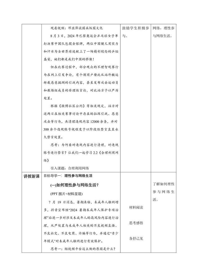 2.2 合理利用网络(教学设计)-八年级道德与法治上册同步高效课堂(统编版)第2页