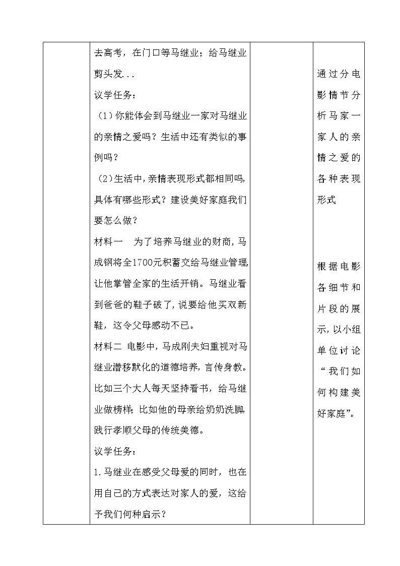 部编人教版初中道德与法治 七年级上册4.2《让家更美好》教学设计02