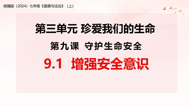 统编版(2024)七年级《道德与法治》(上)9.1增强安全意识 课件05