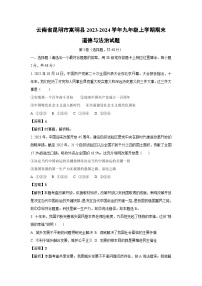 云南省昆明市嵩明县2023-2024学年九年级上学期期末道德与法治试题（解析版）