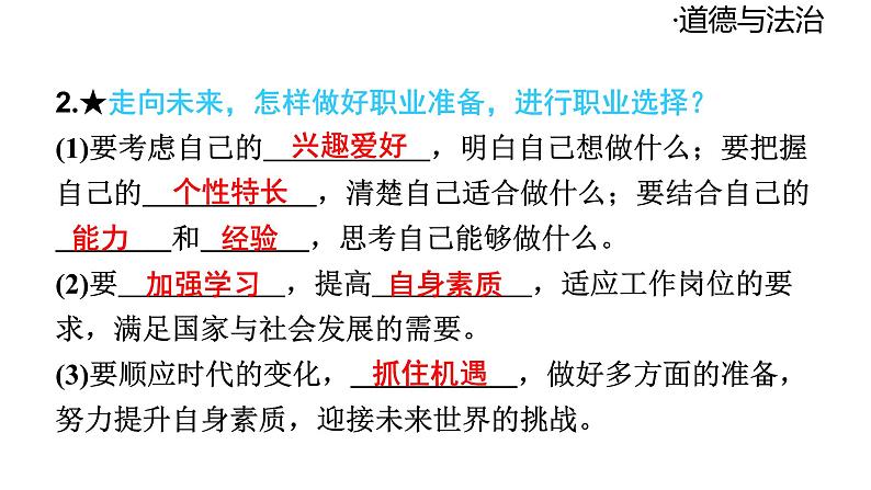 2024-2025学年道德与法治部编版九年级下册6.2 多彩的职业 课件07
