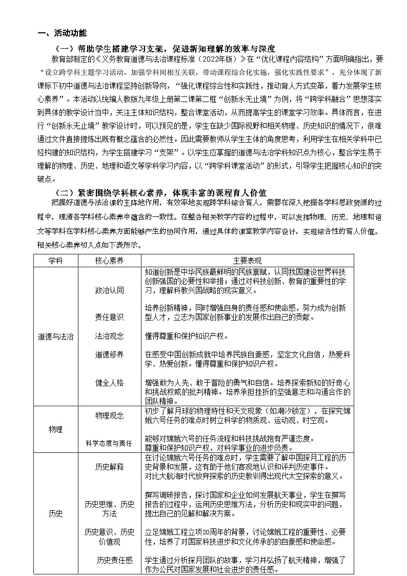 “创新永无止境”跨学科教学典型活动案例--教案第2页
