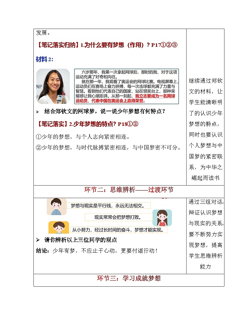 (人教版2024)七年级道德与法治上册同步第三课 梦想始于当下(教学设计)第3页