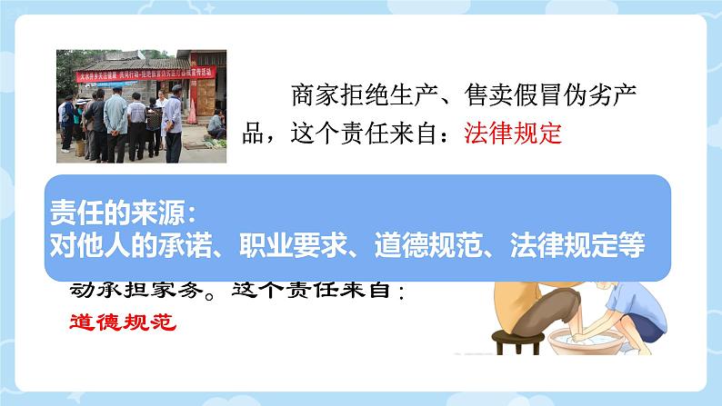 初中道德与法治人教版八年级上册第三单元 勇担社会责任第六课 责任与角色同在 我对谁负责谁对我负责 课件第6页