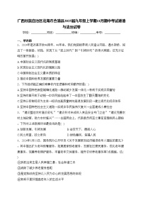 广西壮族自治区北海市合浦县2025届九年级上学期11月期中考试道德与法治试卷(含答案)