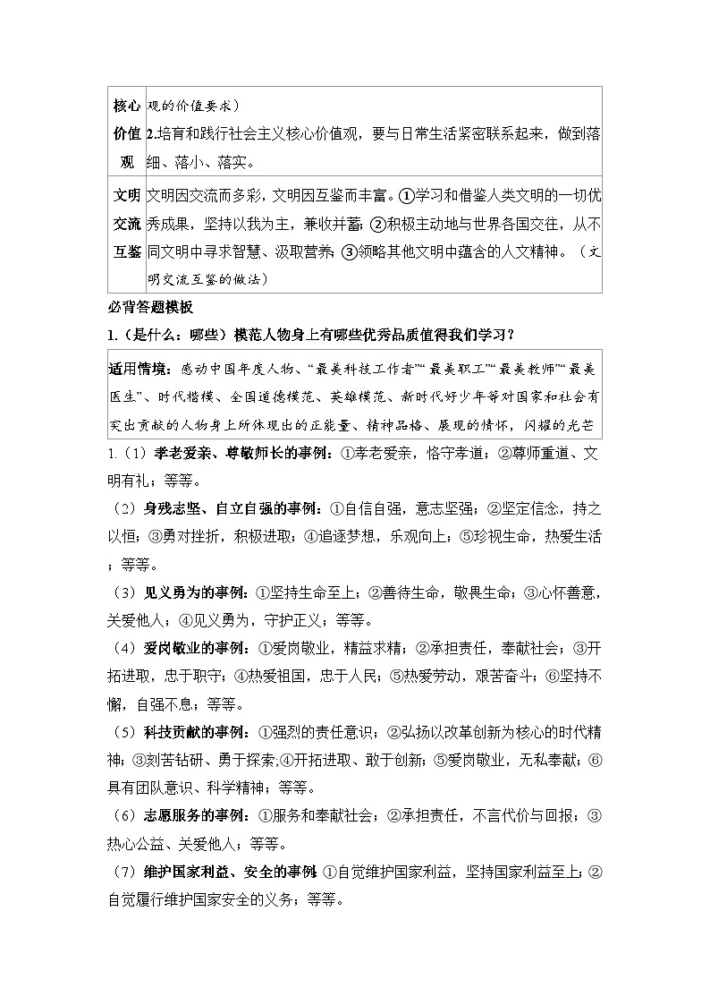 2025年中考道德与法治时政热点专题复习:凝聚榜样力量 坚定文化自信(含练习题及答案)第3页