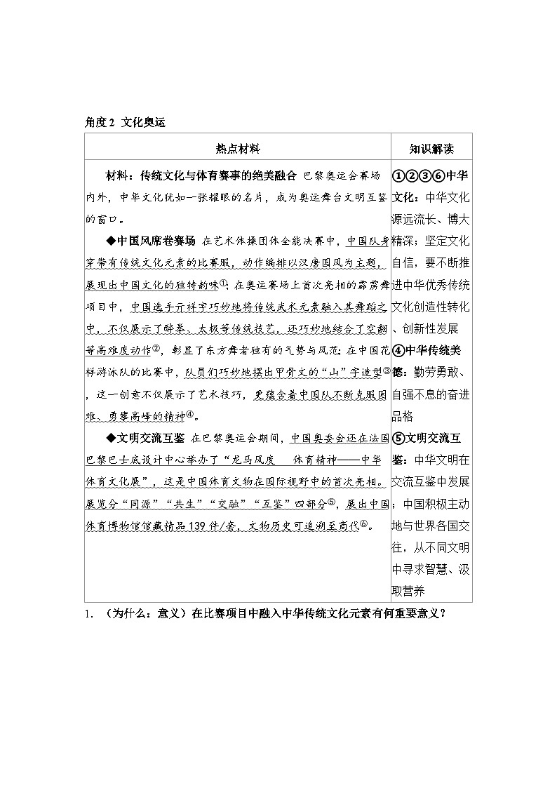 2025年中考道德与法治时政热点专题复习:2024年巴黎奥运会(含练习题及答案)第2页
