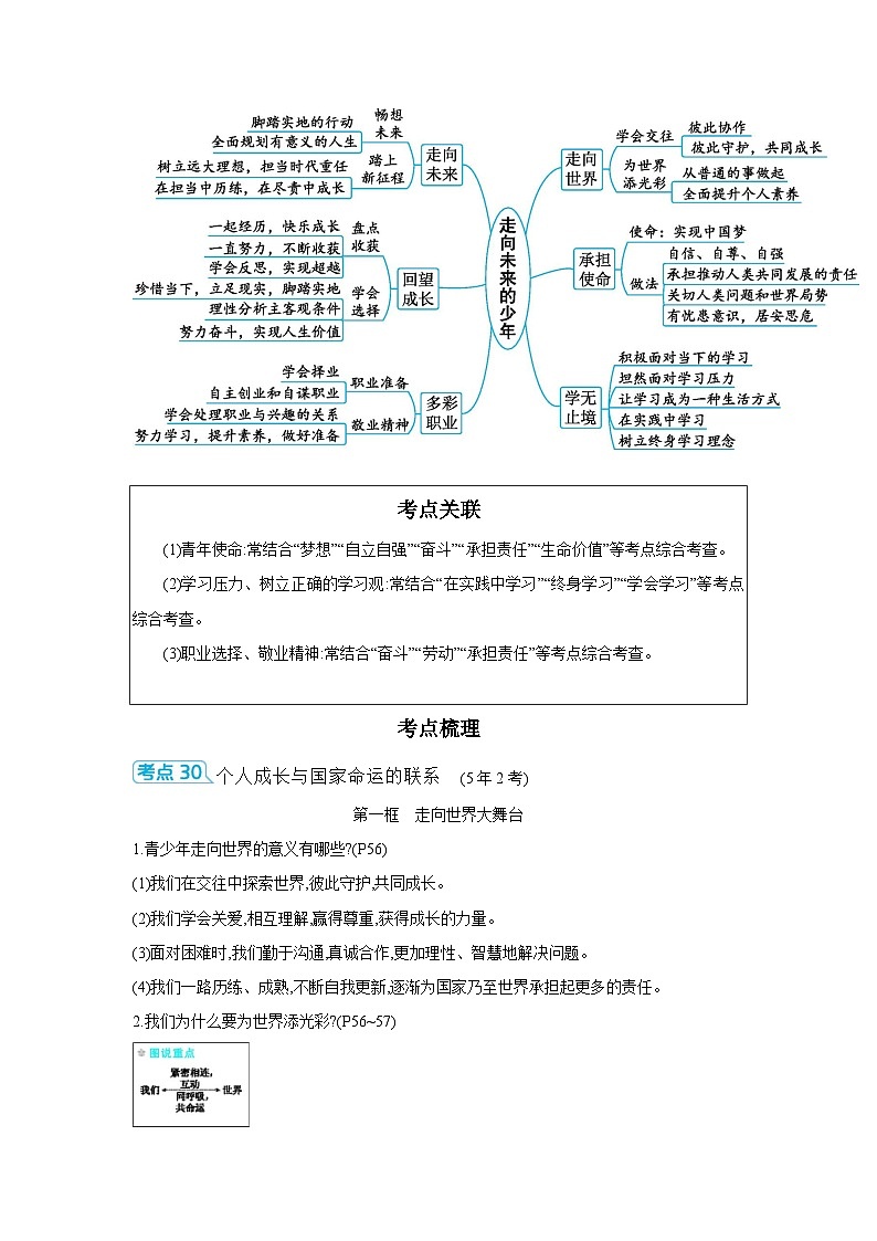 【中考考点探究】第三单元走向未来的少年(学案,含答案)-2025年中考道德与法治人教部编版一轮复习教材梳理第2页
