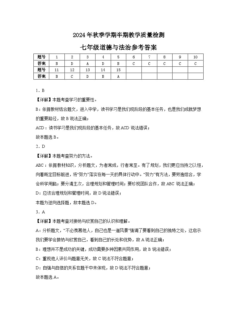 贵州省毕节市金沙县2024-2025学年七年级上学期11月期中道德与法治试题01