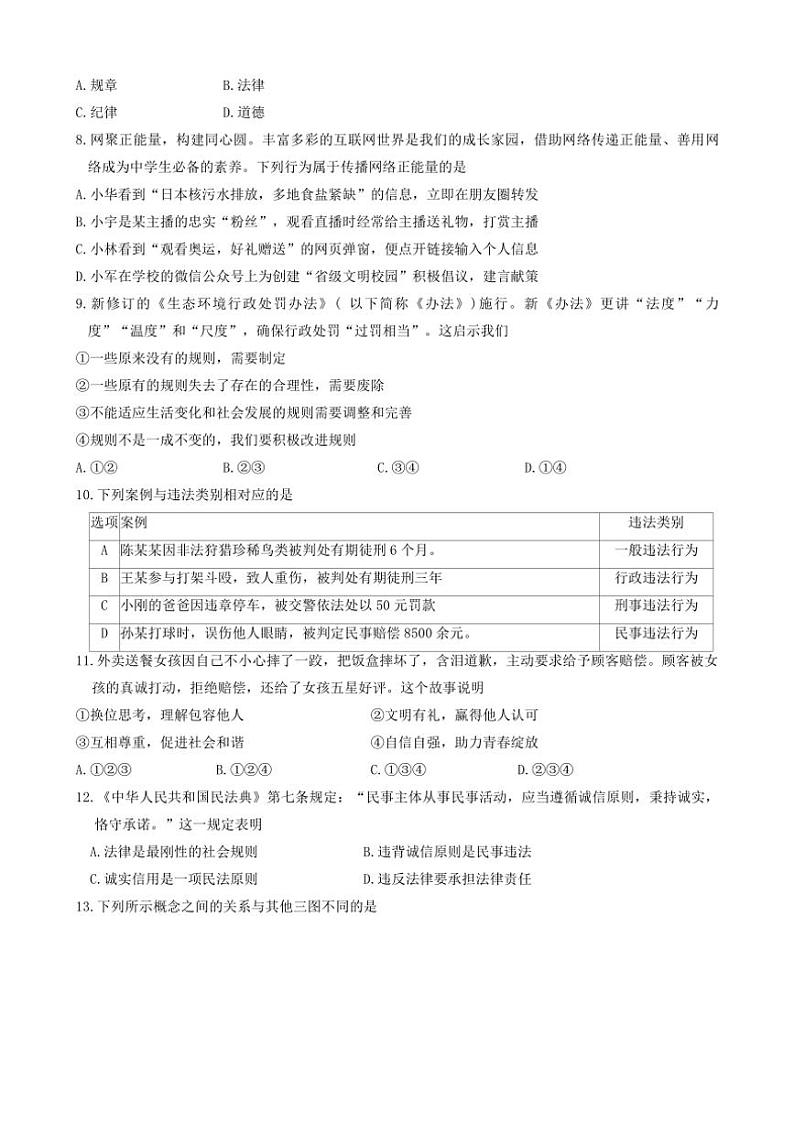 江苏省徐州市铜山区2024~2025学年八年级(上)期中政治试卷(含答案)第2页