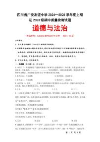 四川省广安友谊中学 2024-2025学年八年级上学期期中检测道德与法治试题