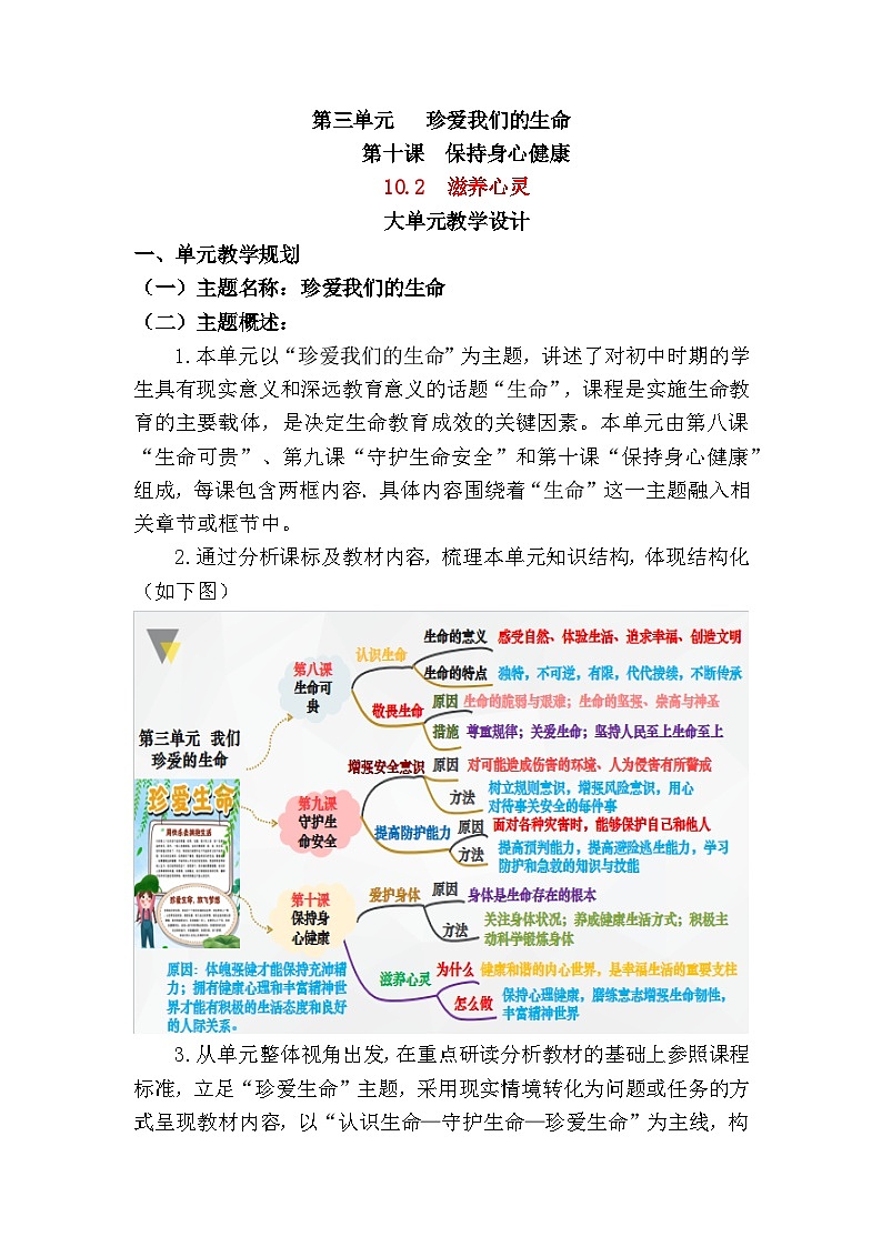 10.2 滋养心灵 教案 2024-2025学年统编版道德与法治七年级上册第1页