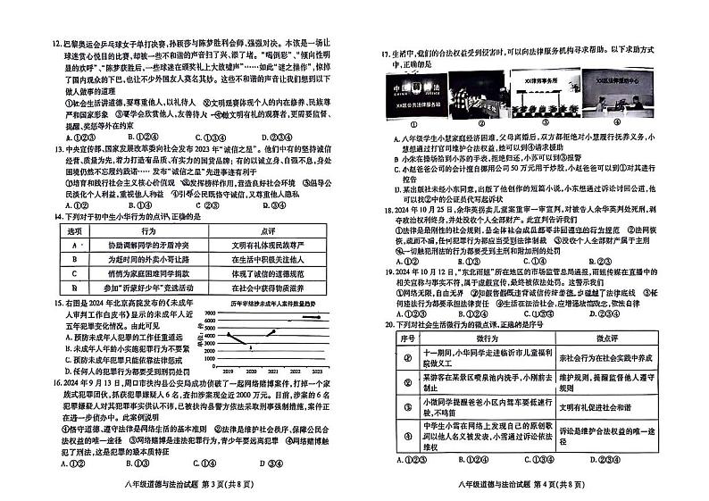 山东省临沂市兰山区多校+2024-2025学年八年级上学期期中道德与法治试题第2页