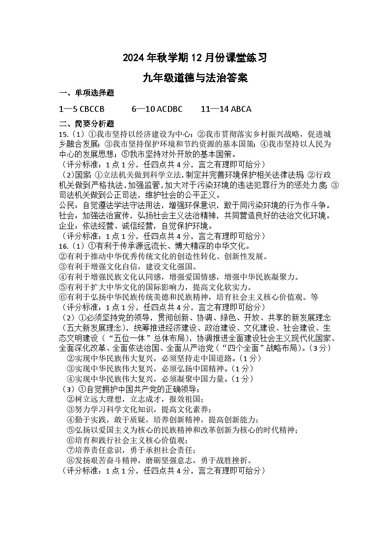 九年级政治月考答案. docx第1页