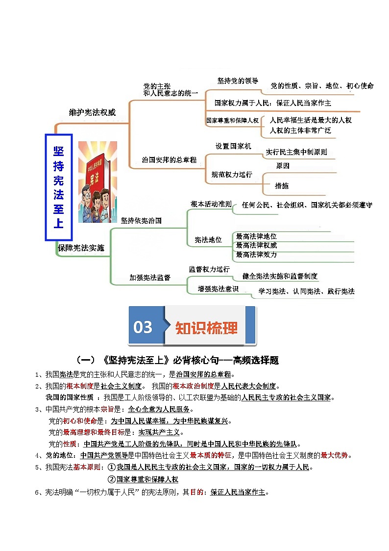 专题13《坚持宪法至上》 考情 导图 梳理 真题 易错 -2025年中考道德与法治一轮复习知识清单(通用版)第3页