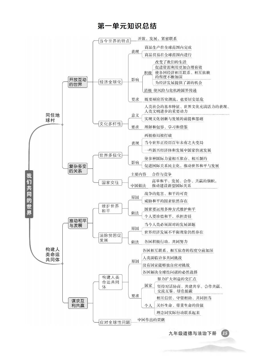 初中道法《基础知识总结》九下