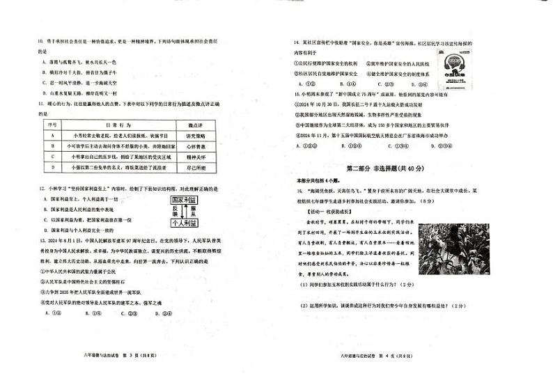 辽宁省营口市鲅鱼圈区望海实验学校2024-2025学年八年级上学期期末考试道德与法治试卷第2页