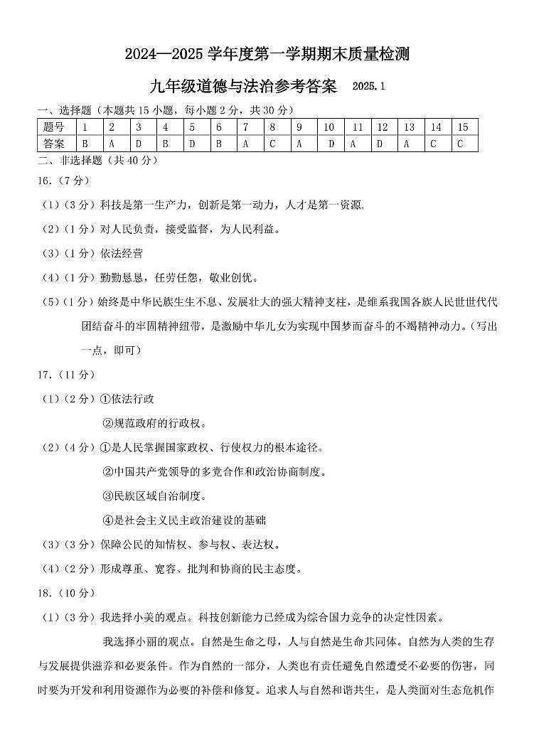 道法答案第1页