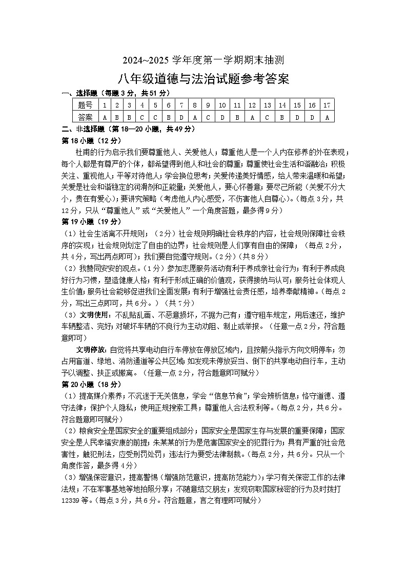 1.6八年经级道德与法治+答案第1页