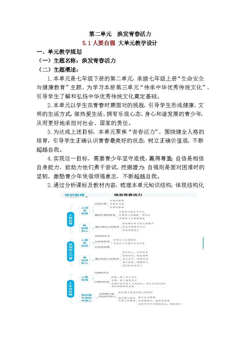 5.1人要自强(教学设计)-2024-2025学年统编版道德与法治七年级下册第1页