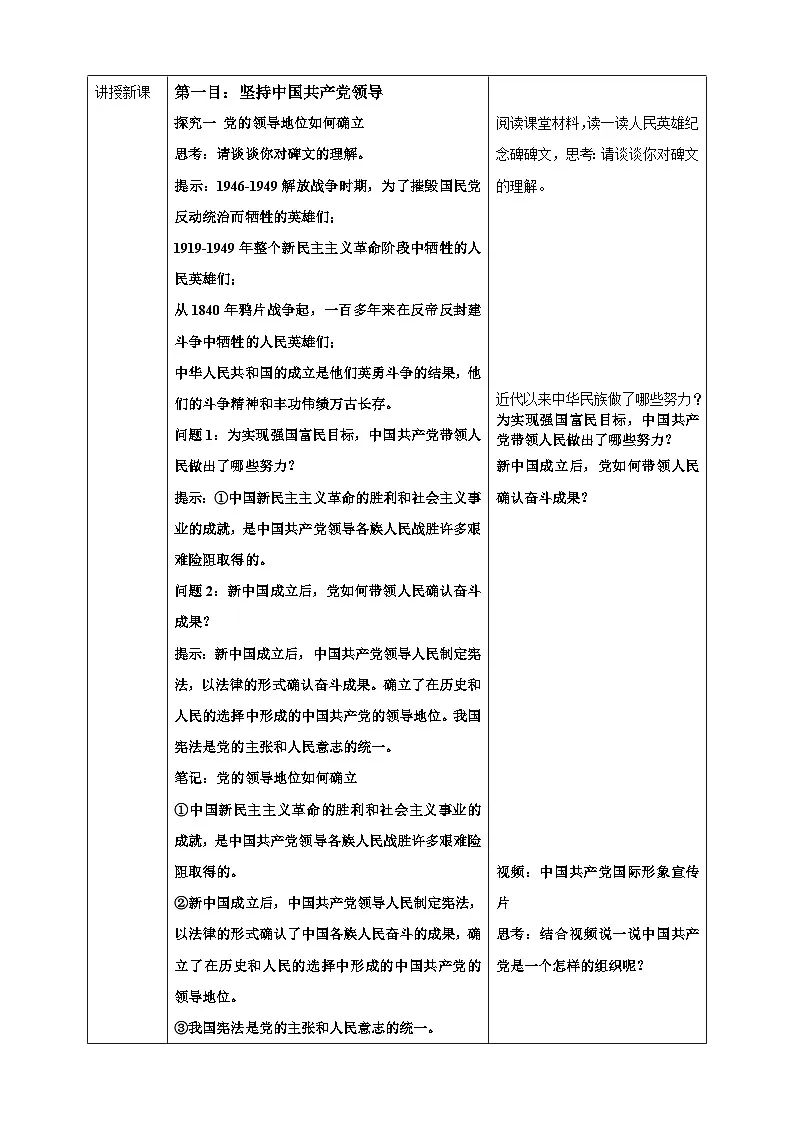 1.1党的主张和人民意志的统一(教学设计) -2024-2025学年统编版道德与法治八年级下册第2页
