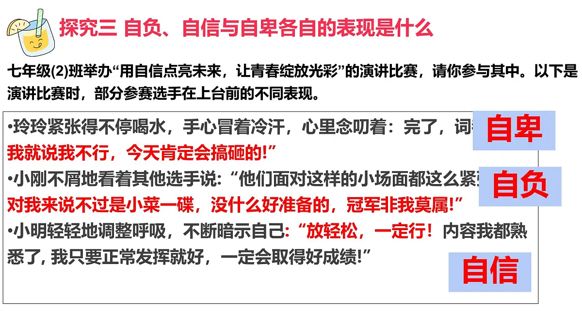 初中 政治 (道德与法治) 人教版(2024) 七年级下册(20244.2做自信的人 课件第8页