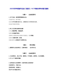 2025年中考道德与法治二轮复习：16个专题分类考点复习提纲 讲义