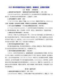 2025年中考道德与法治二轮复习：道德部分 分类复习提纲 讲义