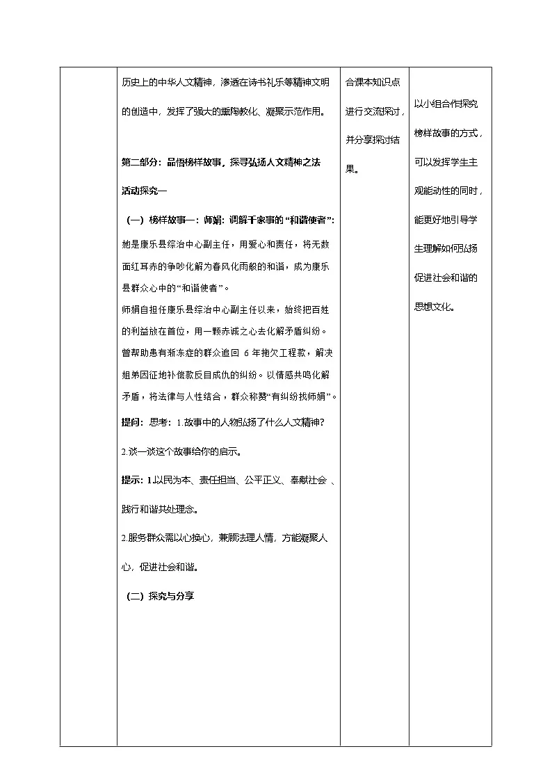 7.2 做中华人文精神的弘扬者(教学设计)2024-2025学年七年级道德与法治下册(统编版)第3页