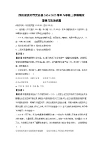 四川省资阳市安岳县2024-2025学年八年级上学期期末道德与法治试卷（解析版）