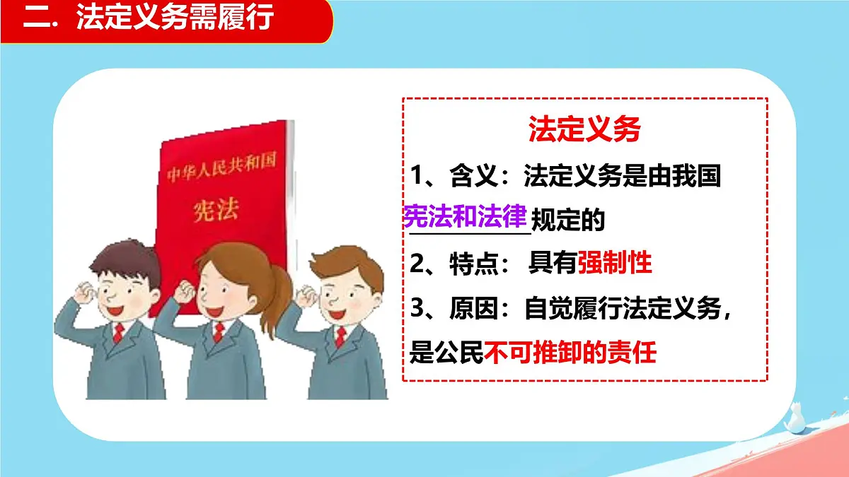 初中政治 (道德与法治)人教版(2024)八年级下册2.4.2依法履行义务 课件第8页