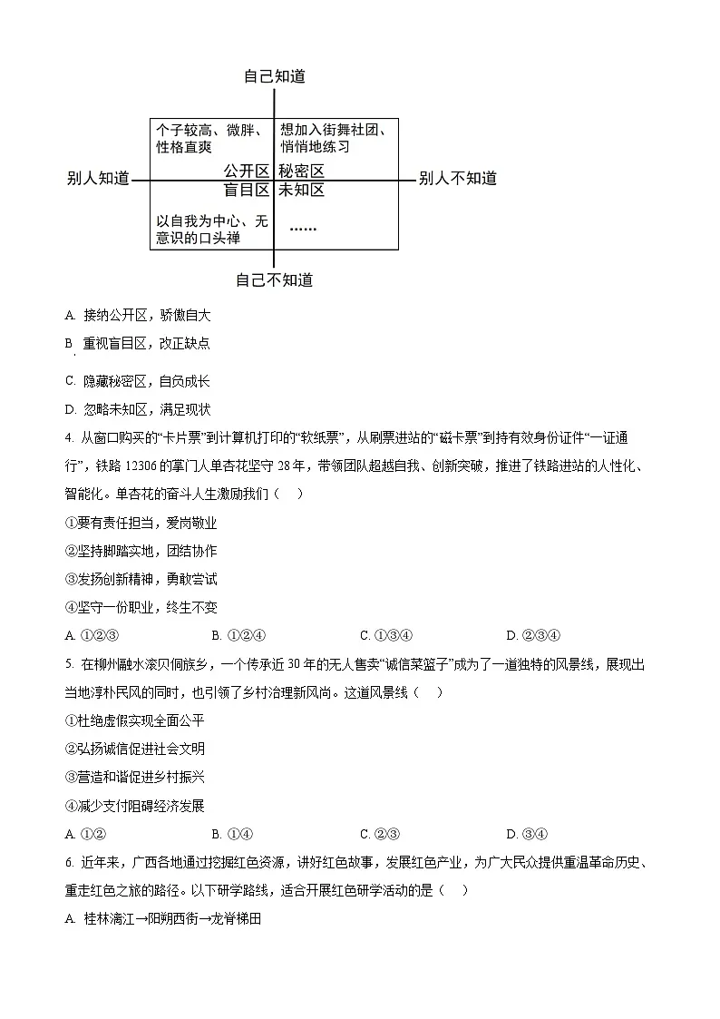 2025年广西壮族自治区柳州市中考一模道德与法治试题(原卷版+解析版)第2页