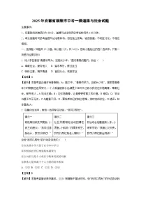 2025年安徽省铜陵市中考一模[中考模拟]道德与法治试卷（解析版）