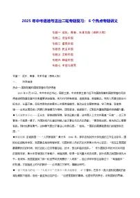 2025年中考道德与法治二轮专题复习：6个热点专题讲义（含练习题及答案）