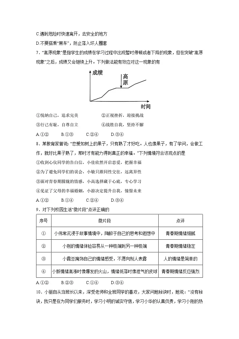 山东省菏泽市鄄城县2024-2025学年七年级下学期4月期中道德与法治试卷第2页