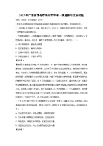 2025年广东省茂名市高州市中考一模道德与法治试卷（解析版）