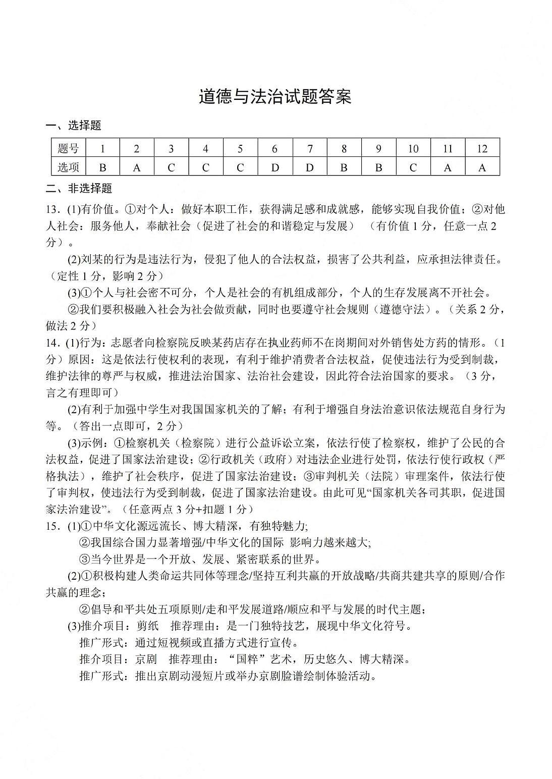 道法答案第1页