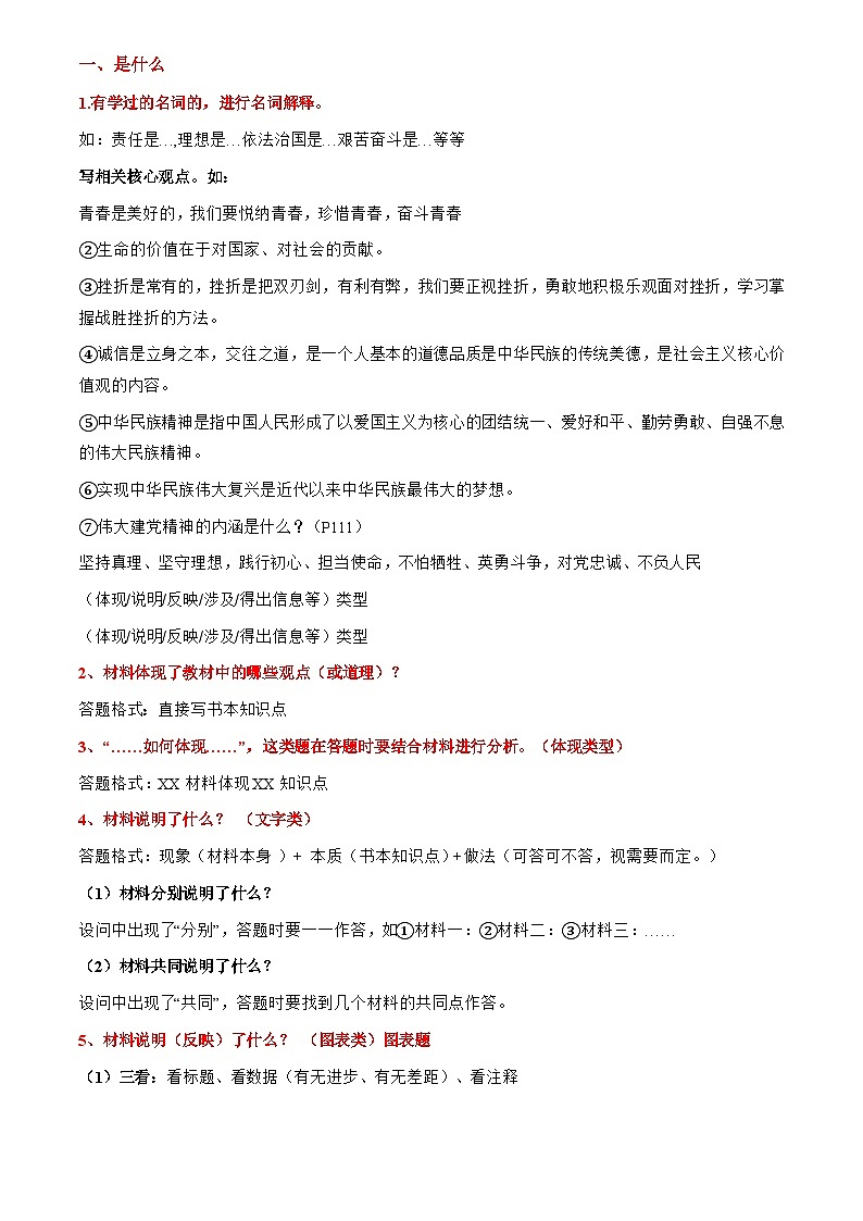 2025年中考道法专题复习专题01 主观题答题技巧总述(是什么)(原卷版)第2页