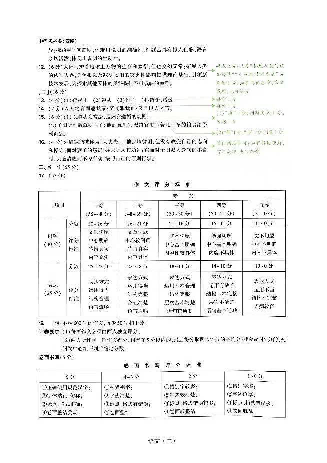 2025《万唯中考•安徽定心卷》参考答案第2页