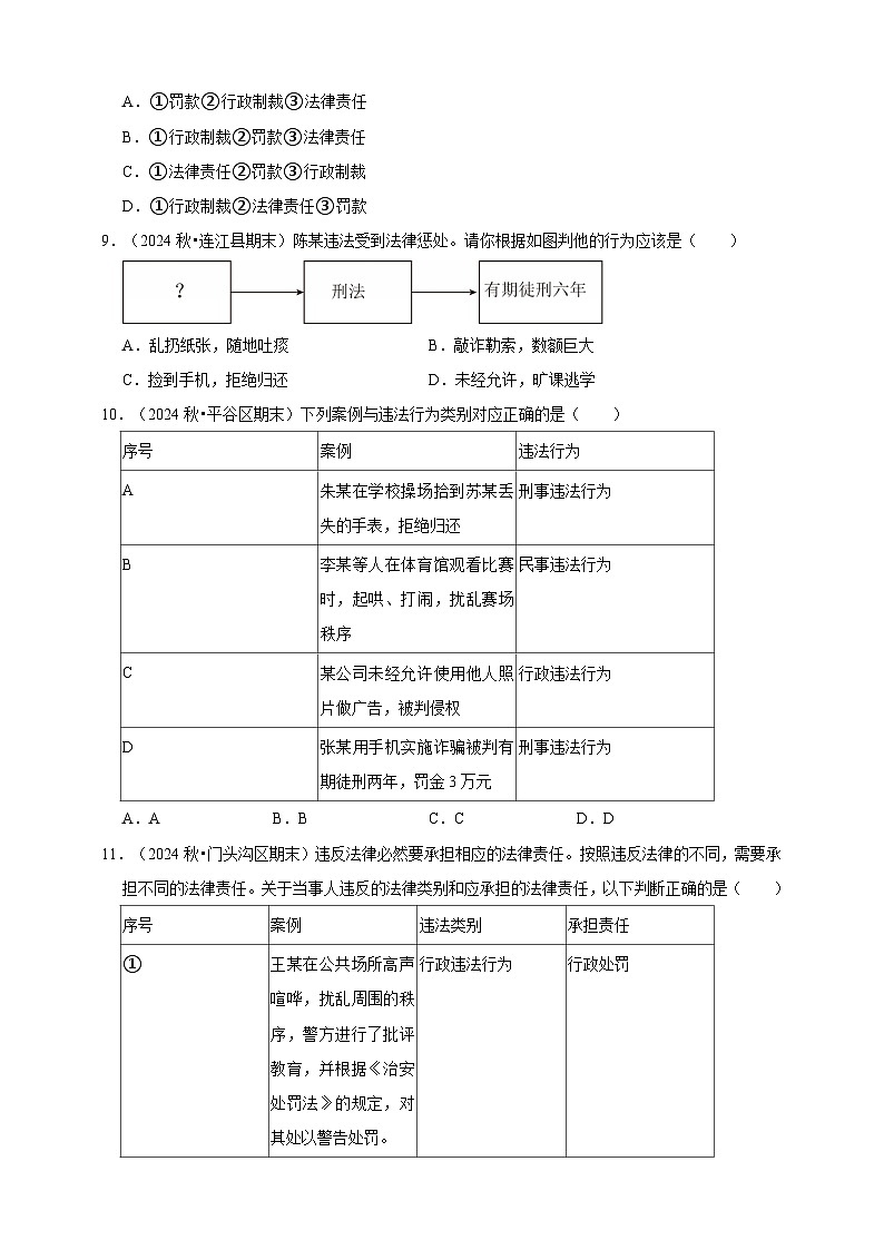 【期末押题预测】远离违法犯罪综合题练习(含解析)-道德与法治7年级下册第3页