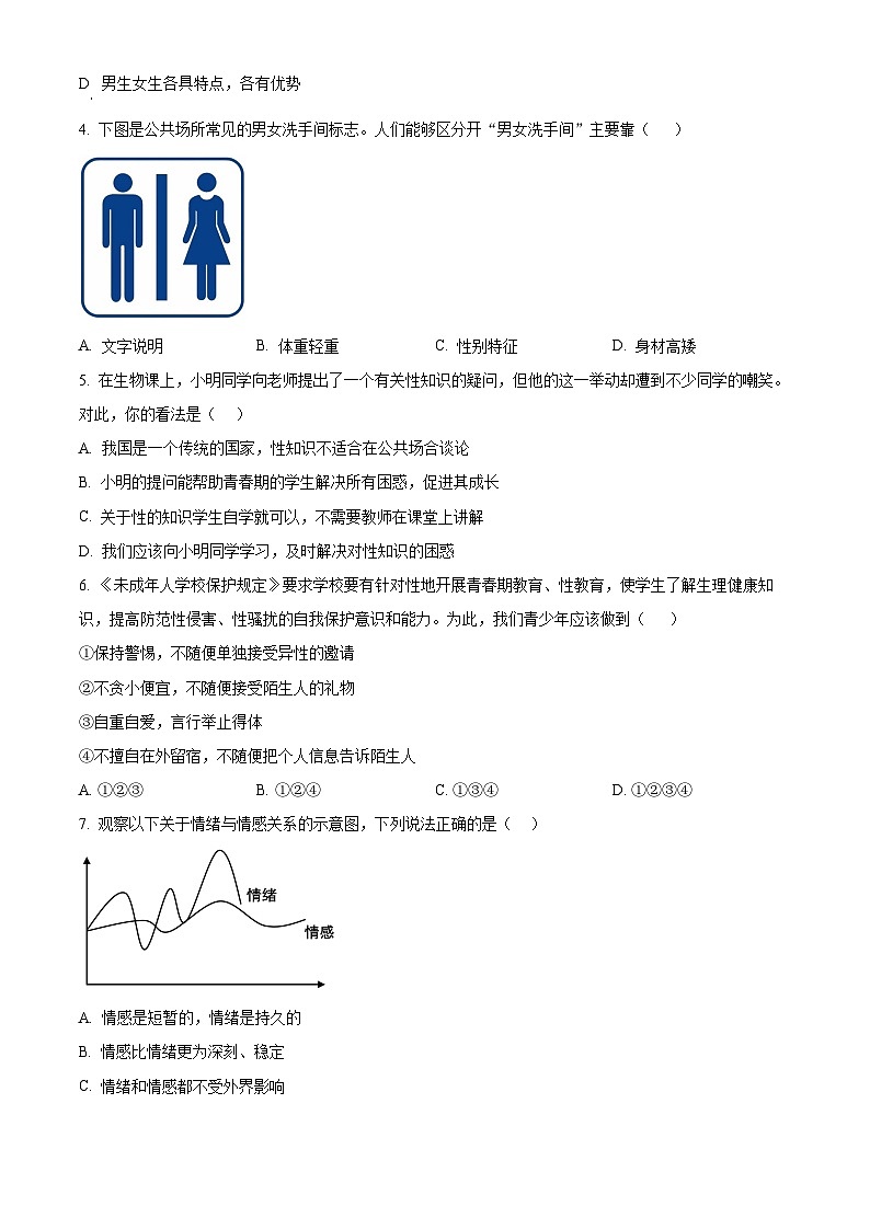 山东省聊城市阳谷县2024-2025学年七年级下学期期中道德与法治试题第2页