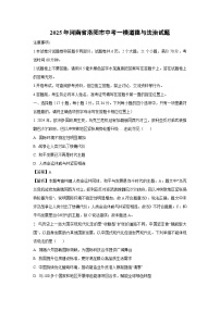2025年河南省洛阳市中考一模[中考模拟]道德与法治试卷（解析版）
