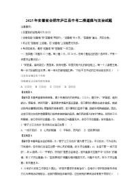 2025年安徽省合肥市庐江县中考二模道德与法治试卷(解析版)